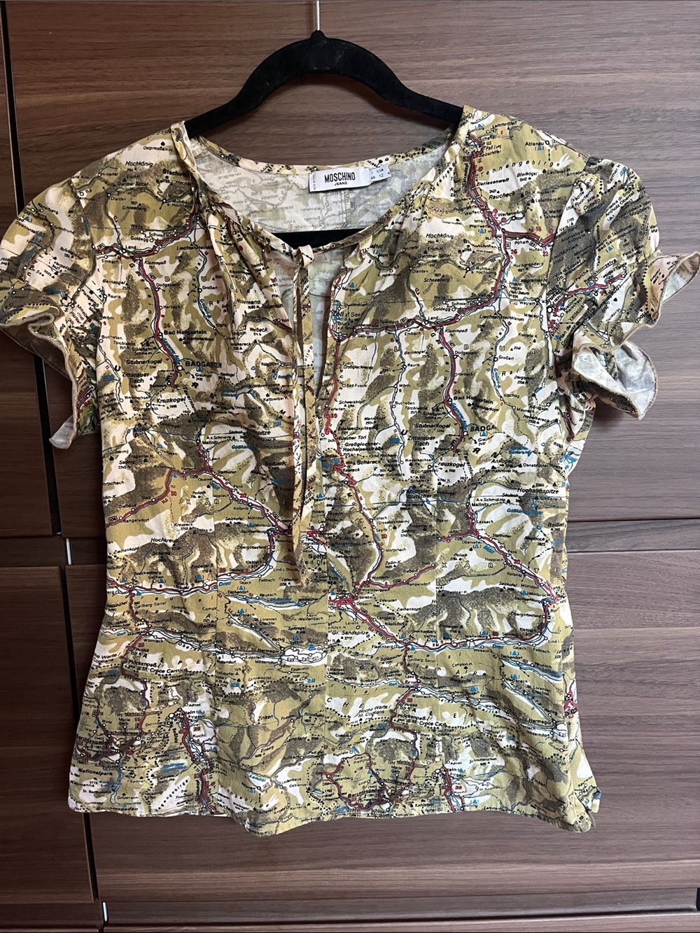Y2K Moschino Jeans cotton blouse with map details Size US 12 (runs small)
